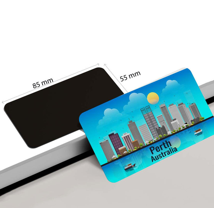 dhcrafts Rectangular Rubber Fridge Magnet / Magnetic Card Blue Australia Perth Design Pack of 1 (8.6cm x 5.4cm)